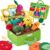 hahaland Baby Toys 6-12 Months – Fruits Vegetables Garden Plant Plush – 6 Month Old Toys Montessori Sensory Toy Carrot Flower with Rattles Mirror Squeaker Textures Crinkle Tissues, Baby Gifts 9 Month